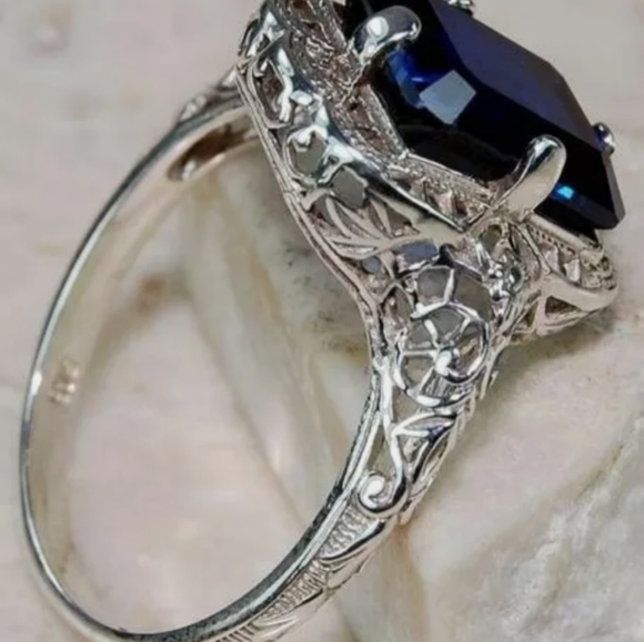 Tanzenite Engagement Ring Sz 7 S925 - Picture 5 of 6